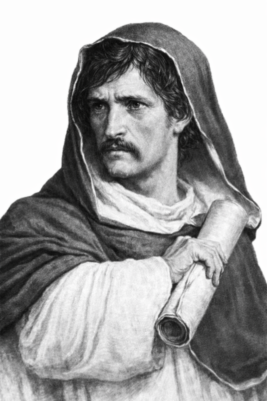 Contemplative figure with a scroll